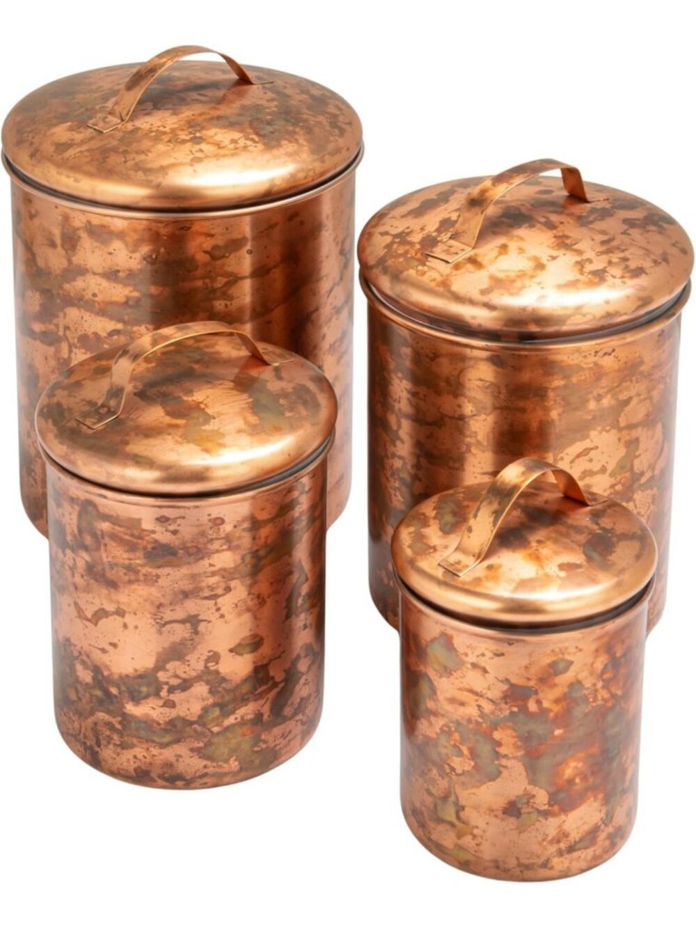 Creative Co-Op 4-Piece Oxidized Stainless Steel Canister Set, Copper-Finished